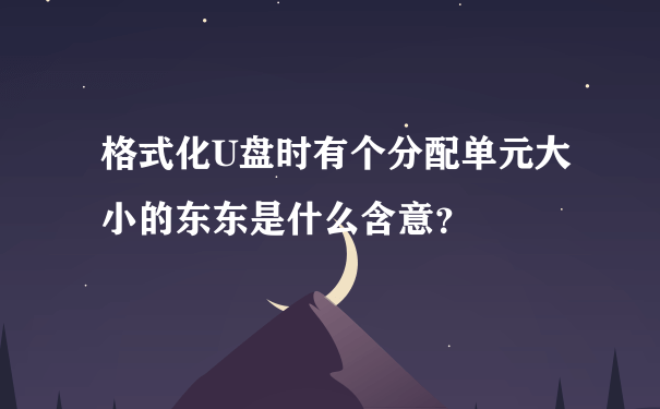 格式化U盘时有个分配单元大小的东东是什么含意？