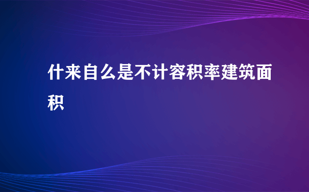 什来自么是不计容积率建筑面积