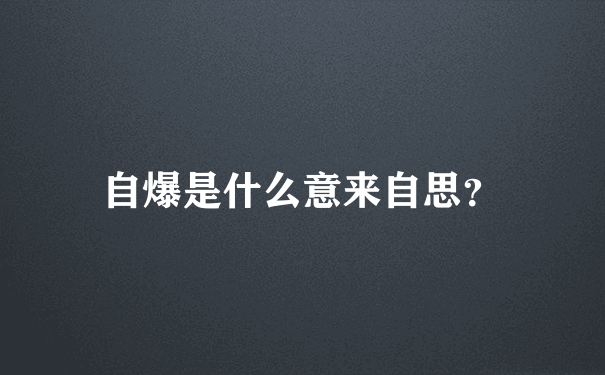 自爆是什么意来自思？