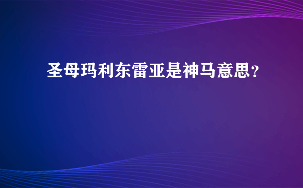 圣母玛利东雷亚是神马意思？