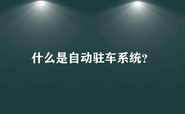 什么是自动驻车系统？