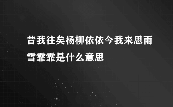 昔我往矣杨柳依依今我来思雨雪霏霏是什么意思