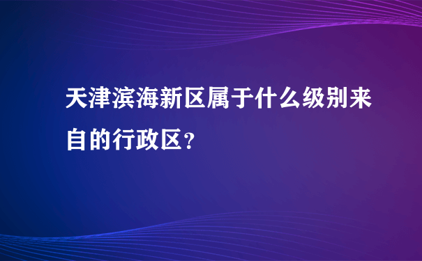 天津滨海新区属于什么级别来自的行政区？