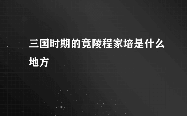 三国时期的竟陵程家培是什么地方