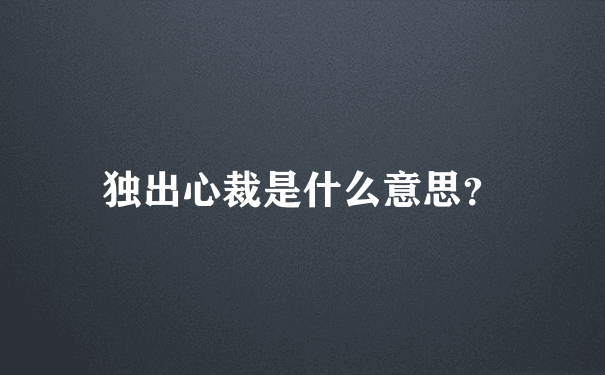 独出心裁是什么意思？