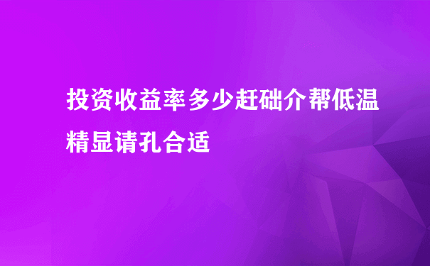 投资收益率多少赶础介帮低温精显请孔合适