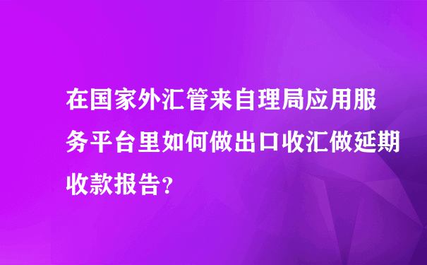 在国家外汇管来自理局应用服务平台里如何做出口收汇做延期收款报告？