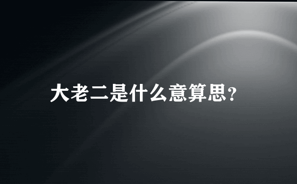 大老二是什么意算思？