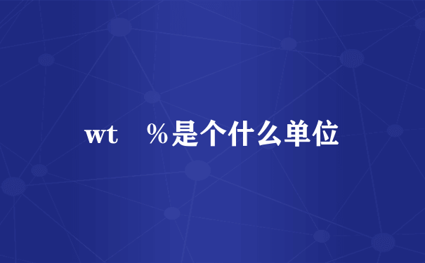 wt %是个什么单位