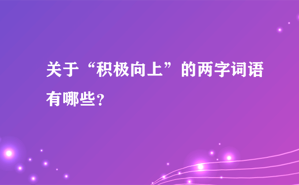 关于“积极向上”的两字词语有哪些？