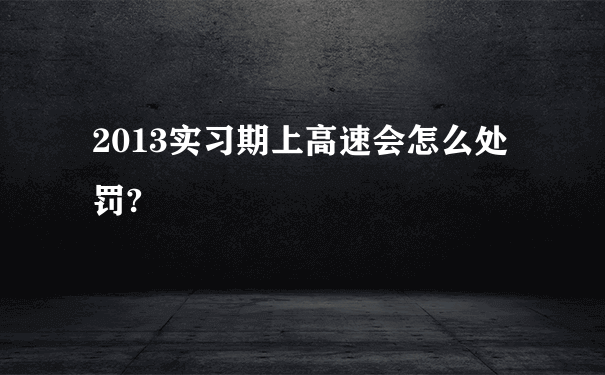 2013实习期上高速会怎么处罚?