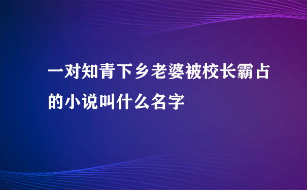 一对知青下乡老婆被校长霸占的小说叫什么名字