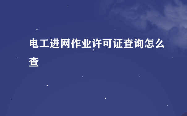 电工进网作业许可证查询怎么查