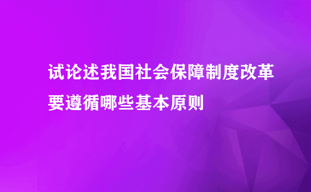 试论述我国社会保障制度改革要遵循哪些基本原则