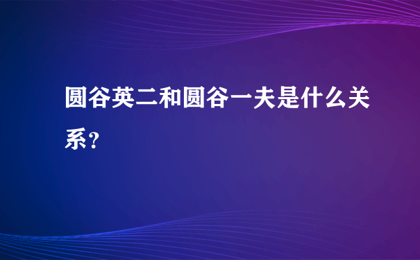 圆谷英二和圆谷一夫是什么关系？