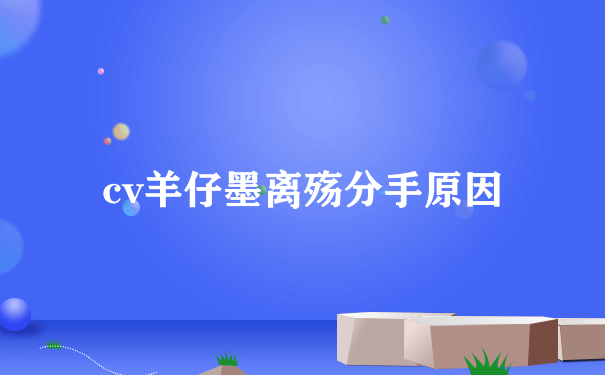 cv羊仔墨离殇分手原因