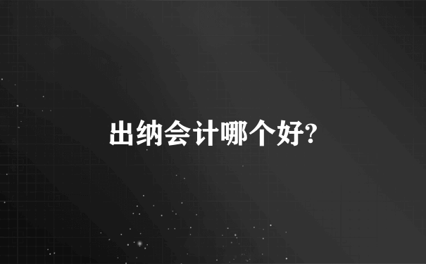 出纳会计哪个好?