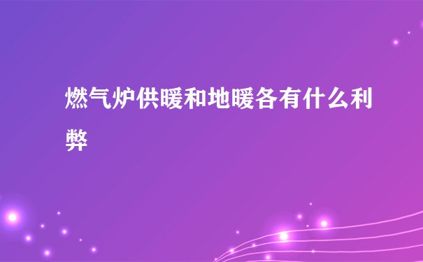 燃气炉供暖和地暖各有什么利弊