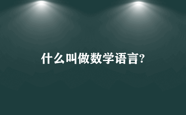 什么叫做数学语言?