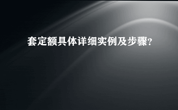 套定额具体详细实例及步骤？