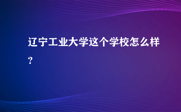 辽宁工业大学这个学校怎么样？