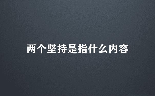 两个坚持是指什么内容