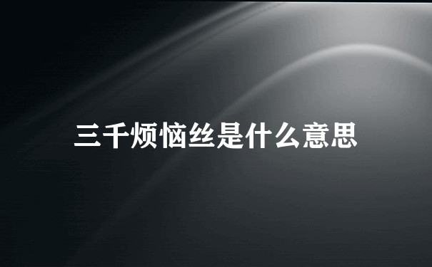 三千烦恼丝是什么意思