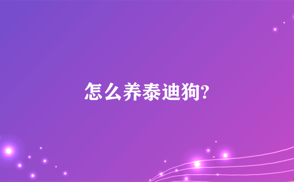 怎么养泰迪狗?