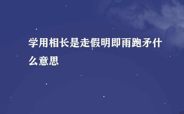 学用相长是走假明即雨跑矛什么意思