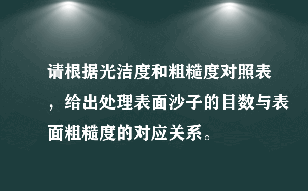 请根据光洁度和粗糙度对照表，给出处理表面沙子的目数与表面粗糙度的对应关系。