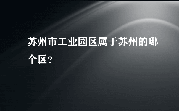 苏州市工业园区属于苏州的哪个区？