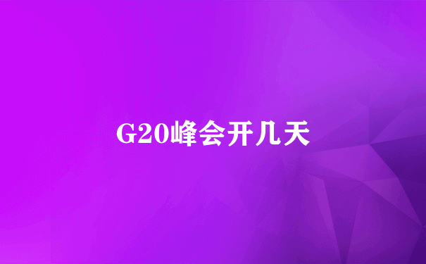 G20峰会开几天