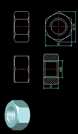 cad螺纹孔怎么画