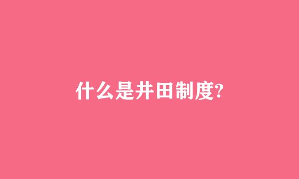 什么是井田制度?