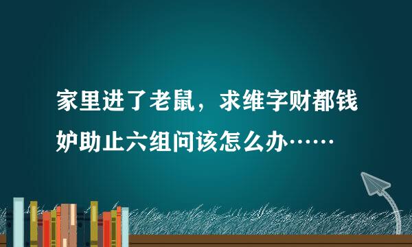 家里进了老鼠，求维字财都钱妒助止六组问该怎么办……