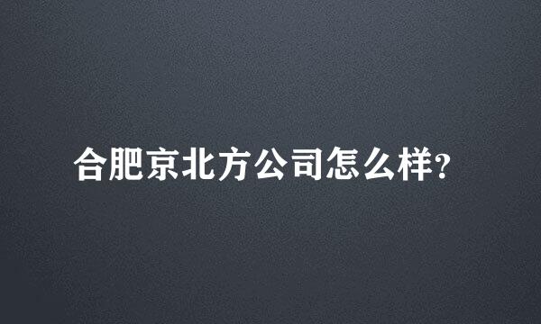 合肥京北方公司怎么样？