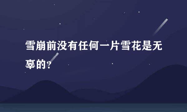 雪崩前没有任何一片雪花是无辜的？