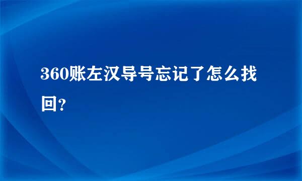 360账左汉导号忘记了怎么找回？