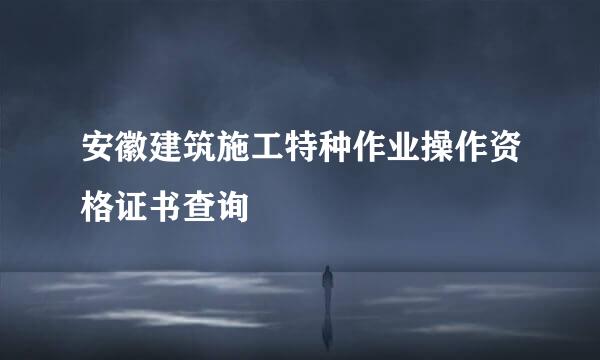 安徽建筑施工特种作业操作资格证书查询