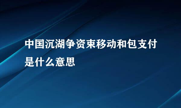 中国沉湖争资束移动和包支付是什么意思