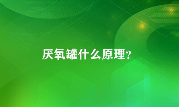 厌氧罐什么原理？