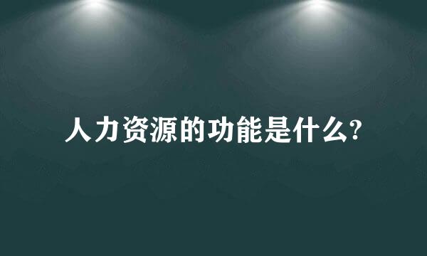 人力资源的功能是什么?