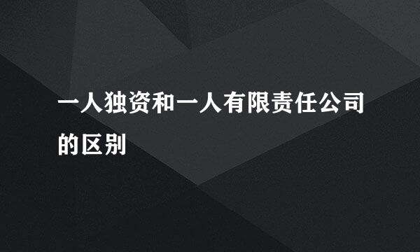 一人独资和一人有限责任公司的区别