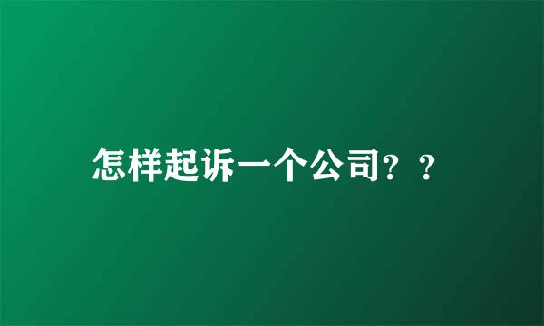 怎样起诉一个公司？？