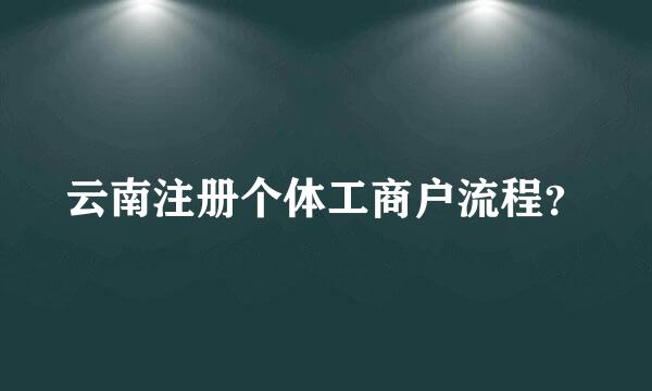 云南注册个体工商户流程？