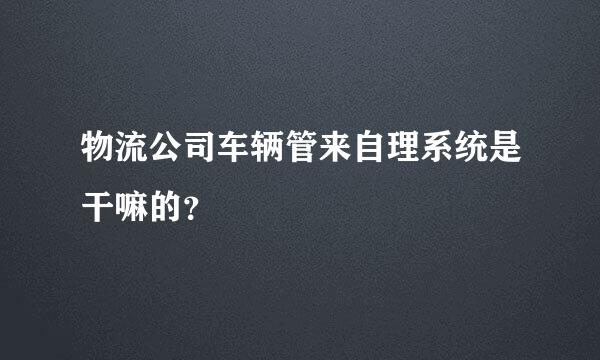 物流公司车辆管来自理系统是干嘛的？