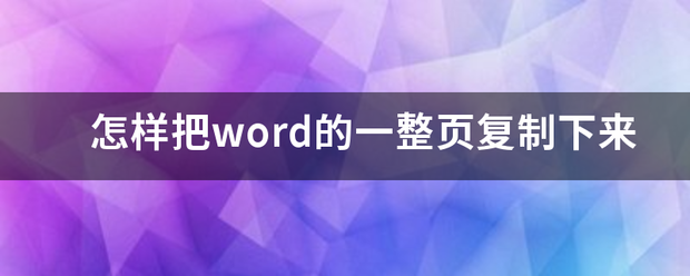 怎样把word的一整页复制下来