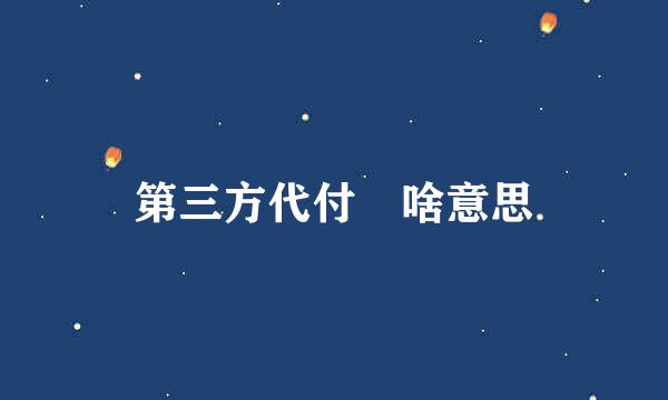 第三方代付 啥意思