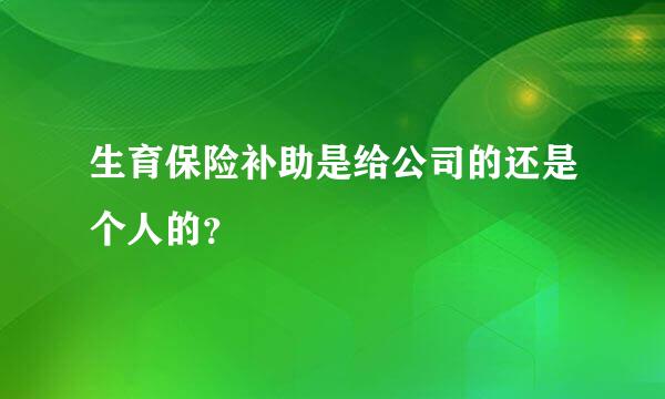 生育保险补助是给公司的还是个人的？