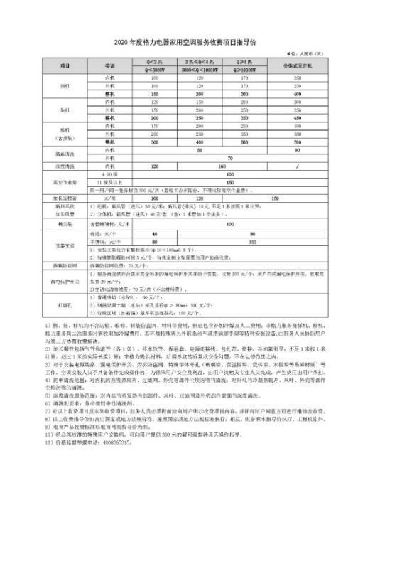 格力空调油到的款零倍充安装费用标准是多少？